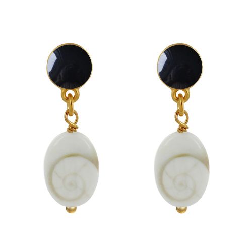 Boucles d'Oreilles Laiton Doré Rond Coloré et Oil de Sainte Luc - LES POULETTES BIJOUX - Modalova