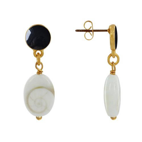 Boucles d'Oreilles Laiton Doré Rond Coloré et Oil de Sainte Luc - LES POULETTES BIJOUX - Modalova