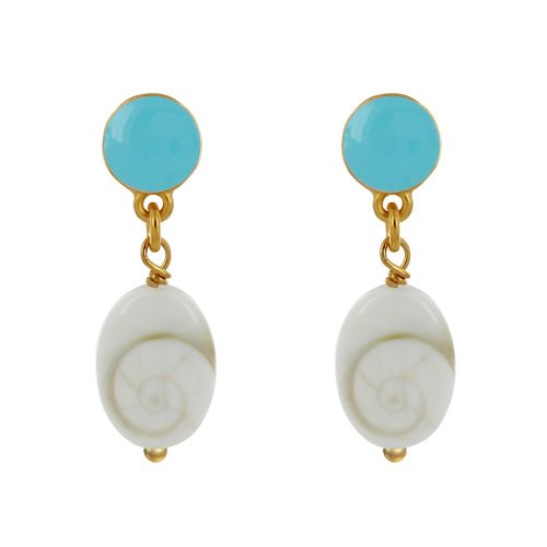 Boucles d'Oreilles Laiton Doré Rond Coloré et Oil de Sainte Luc - LES POULETTES BIJOUX - Modalova