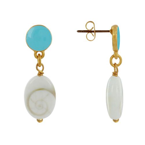 Boucles d'Oreilles Laiton Doré Rond Coloré et Oil de Sainte Luc - LES POULETTES BIJOUX - Modalova