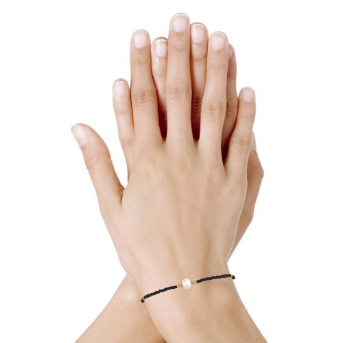 Bracelet Lien Perle d'Eau Douce Blanche et Petites Perles Mates - LES POULETTES BIJOUX - Modalova