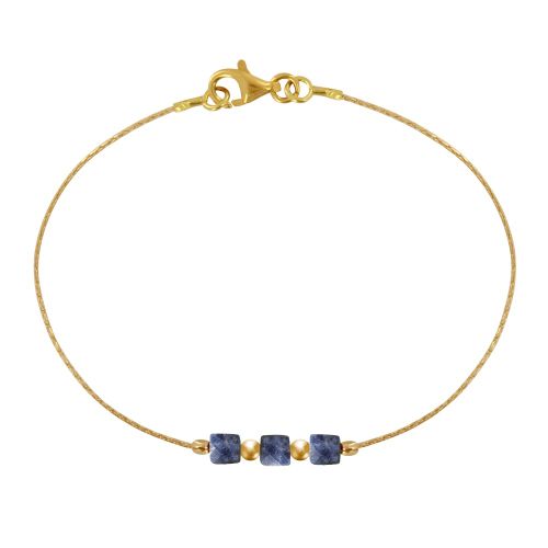 Bracelet Gold Filled Trois Petits Cubes de Saphir - taille 16 cm - LES POULETTES BIJOUX - Modalova