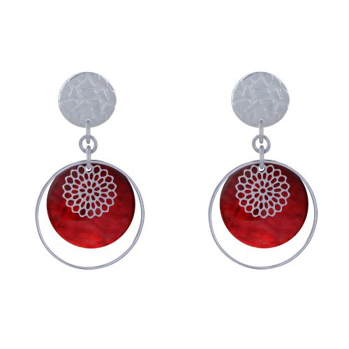 Boucles d'Oreilles Clous Métal Argenté Cercle et Pastille de Na - LES POULETTES BIJOUX - Modalova