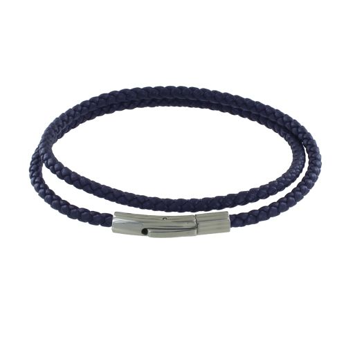 Bracelet Double Tour Cuir Tréssé Rond pour Poignet de 18c - LES POULETTES BIJOUX - Modalova