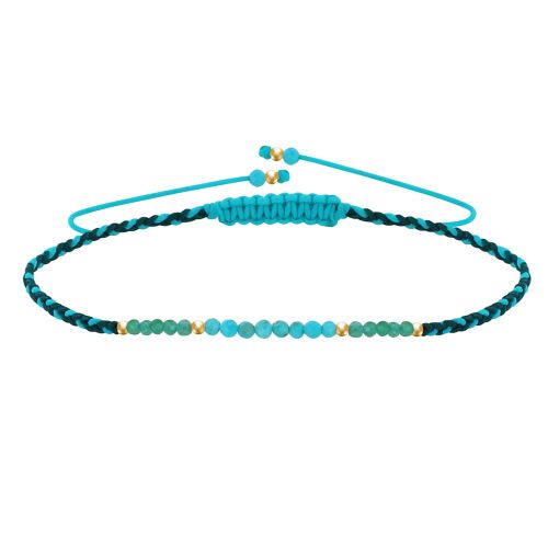 Bracelet Lien Tréssé Plat Perles en Or 9 carats Perles Facettée - LES POULETTES BIJOUX - Modalova