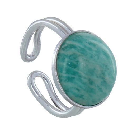 Bague Argent Grande Demi Sphère d'Amazonite - LES POULETTES BIJOUX - Modalova