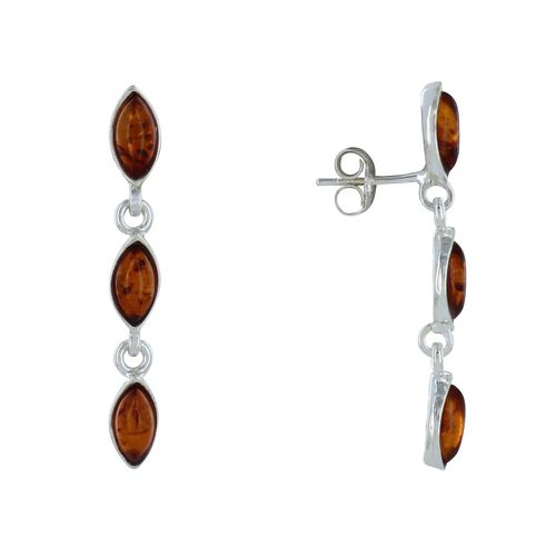 Boucles d'Oreilles Argent Trois Feuilles d'Ambre - LES POULETTES BIJOUX - Modalova