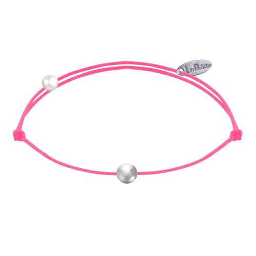 Bracelet Lien Petite Perle Argent - Rose Fluo - LES POULETTES BIJOUX - Modalova