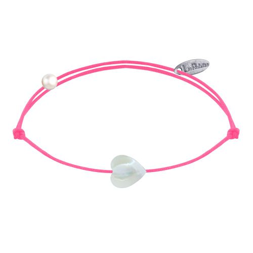 Bracelet Lien Mini Coeur en Nacre - Rose Fluo - LES POULETTES BIJOUX - Modalova