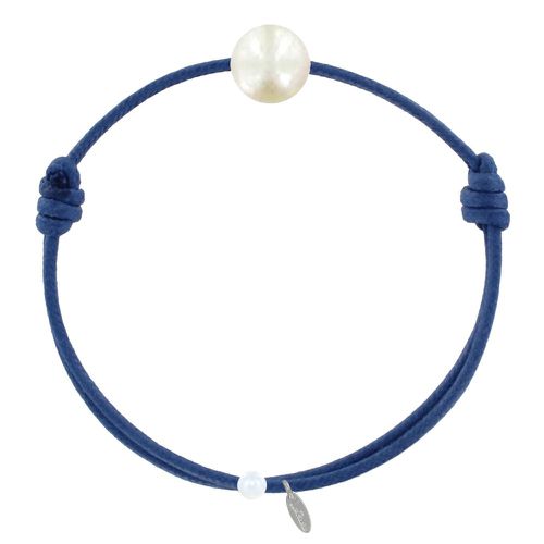 Bracelet La Perle de Culture Blanche des Poulettes - Classics - Bleu Jean - LES POULETTES BIJOUX - Modalova