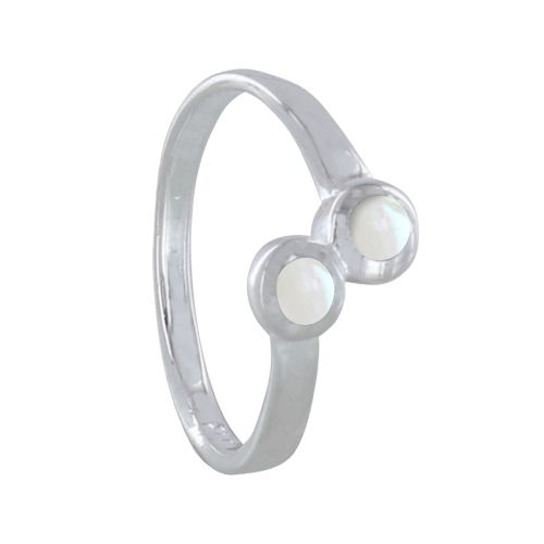 Bague Argent 925 Toi et Moi Ronds en Nacre - taille 56 - LES POULETTES BIJOUX - Modalova
