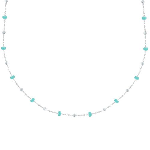 Collier Argent 925 Perles Émaillées et Perles Argent - Turquoise - LES POULETTES BIJOUX - Modalova