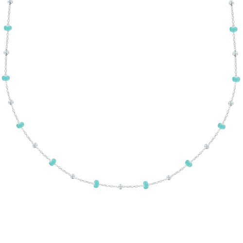 Collier Argent Perles Émaillées et Perles Argent - Turquoise - LES POULETTES BIJOUX - Modalova