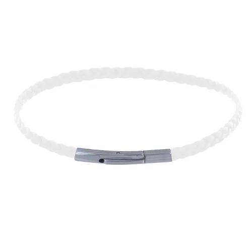 Bracelet Tresse Plate en Cuir Mat Fermoir Clip Acier Inox - LES POULETTES BIJOUX - Modalova