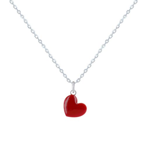 Collier Argent 925 Mini Coeur Émaillé - taille 40 cm - LES POULETTES BIJOUX - Modalova