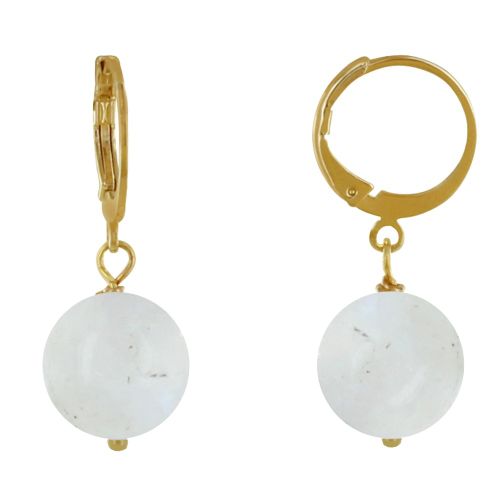 Boucles d'Oreilles Mini Créoles Plaqué Or et Perle de Pierre de Lune - LES POULETTES BIJOUX - Modalova