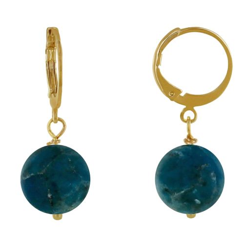 Boucles d'Oreilles Mini Créoles Plaqué Or et Perle d'Apatite Dépolie - LES POULETTES BIJOUX - Modalova