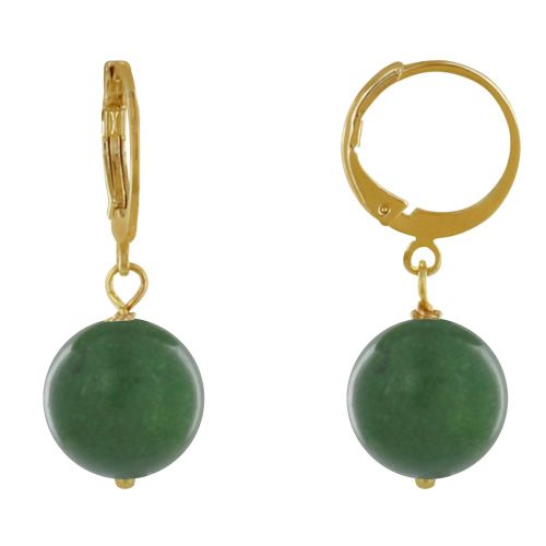 Boucles d'Oreilles Mini Créoles Plaqué Or et Perle de Jade - LES POULETTES BIJOUX - Modalova