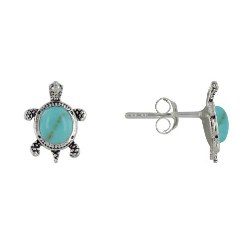 Boucles d'Oreilles Argent 925 Tortue des Galapagos et Cabochon - LES POULETTES BIJOUX - Modalova