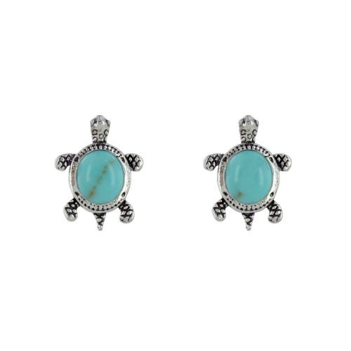 Boucles d'Oreilles Argent 925 Tortue des Galapagos et Cabochon - LES POULETTES BIJOUX - Modalova