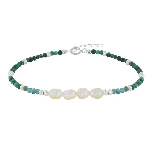 Bracelet Argent 925 4 Perles de Culture Blanches et Perles Face - LES POULETTES BIJOUX - Modalova