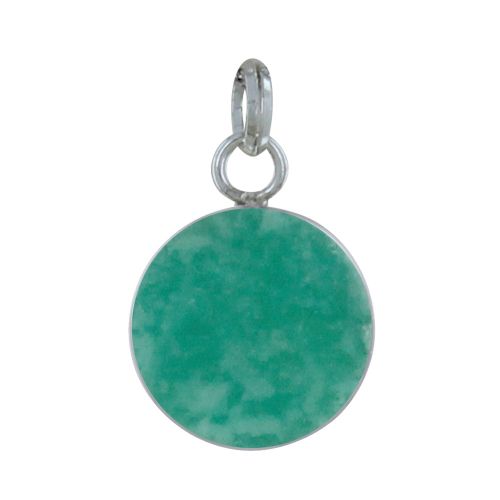 Pendentif Argent 925 Rond Lisse d'Amazonite - LES POULETTES BIJOUX - Modalova