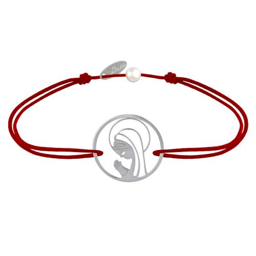 Bracelet Lien Argent 925 Médaille Ronde Ajourée Vierge en Prièr - LES POULETTES BIJOUX - Modalova