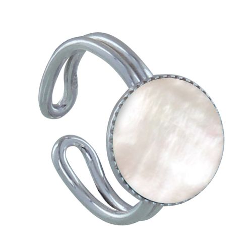 Bague Argent 925 Rond Dentelé de Nacre - taille 54 - LES POULETTES BIJOUX - Modalova