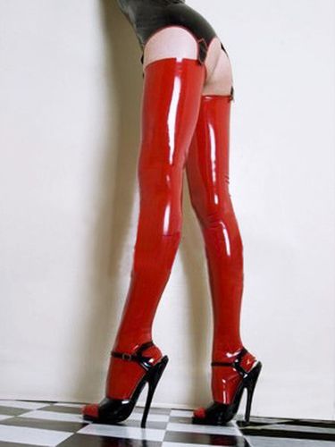Bas long rouge chaussettes sexy en latex Dguisements Halloween - Milanoo FR - Modalova