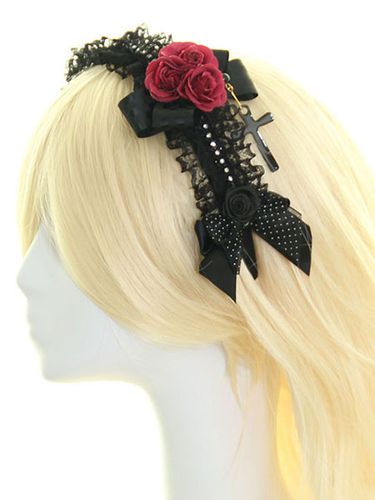 Arcs noir fleur dentelle Accessoires cheveux synthtiques Lolita Dguisements Halloween - Milanoo FR - Modalova