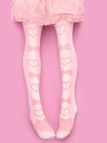 Sweet Lolita bas velours rose coeur Bow imprim Lolita chaussettes hautes Dguisements Halloween - Milanoo FR - Modalova