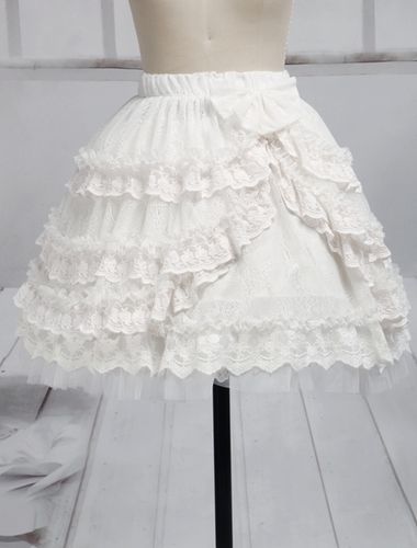Toussaint Cospaly Costume Lolita douce Jupe blanche courte Ruffles garniture avec dentelle Dguisements Halloween - Milanoo - Modalova