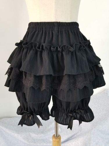 Short Lolita classique volants avec nud en dentelle noire et lolita en coton noir Dguisements Halloween - Milanoo - Modalova