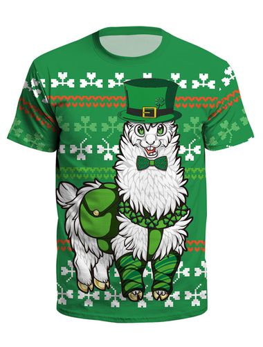 St Patrick Vert T-shirt Imprim Irlandais En Trfle Manches Courtes 3d Dguisements - Milanoo - Modalova