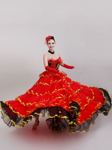 Danse du taureau espagnol Costume de danse Paso Doble Gypsy Red Flamenco Ballroom Dguisements Halloween - Milanoo FR - Modalova