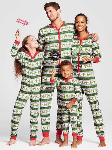 Pyjama de famille assorti vert combinaison de motif de Nol vert Dguisements Halloween - Milanoo - Modalova