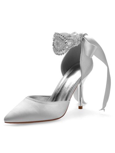 Chaussures de marie en satin argent clout bout pointu talon aiguille chaussures de marie - Milanoo - Modalova