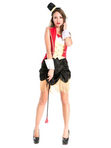 Carnaval Cirque Cosplay Magicienne Costume Rouge s Gants Robe Chapeau Ensemble Halloween Dguisement Costumes - Milanoo FR - Modalova