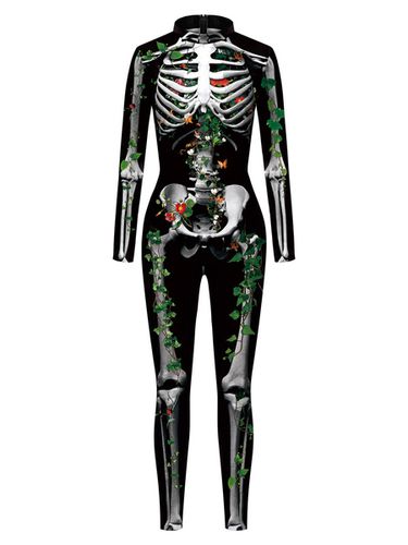 S Halloween Jumpsuit Zentai Green Scary Skeleton Halloween Lycra Spandex Catsuit - Milanoo - Modalova