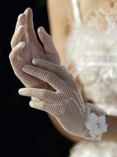 Gants de mariage ivoire Gants de longueur de poignet Fleurs nettes Gants de marie - Milanoo FR - Modalova