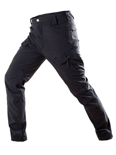 Pantalonss Pantalon cargo droit taille naturelle dcontracte Pantalon noir - Milanoo FR - Modalova
