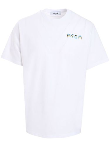 MSGM Cotton T-Shirt With Logo - MSGM - Modalova