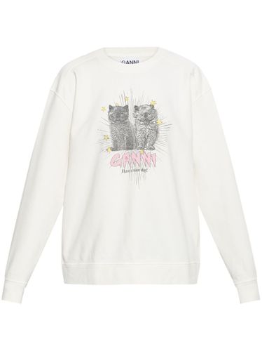 Kittens Print Cotton Sweatshirt - GANNI - Modalova