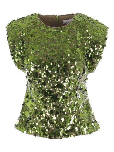GANNI Velvet Sequined Top - GANNI - Modalova