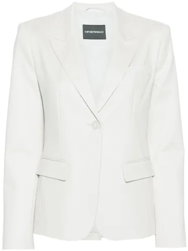 Cotton Blend Single-Breasted Blazer - Emporio Armani - Modalova