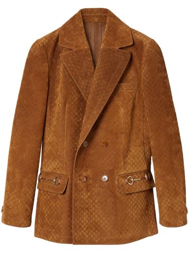 Suede Leather Double-Breasted Jacket - Gucci - Modalova