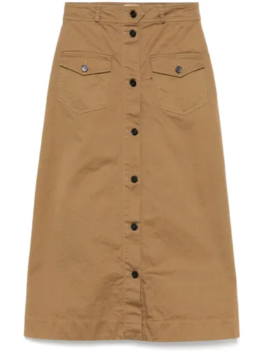 Saint Laurent Cotton Midi Skirt - Saint Laurent - Modalova