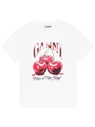 GANNI Cherry Organic Cotton T-Shirt - GANNI - Modalova