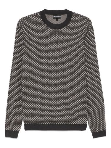 Allover Logo Wool Blend Sweater - Emporio Armani - Modalova