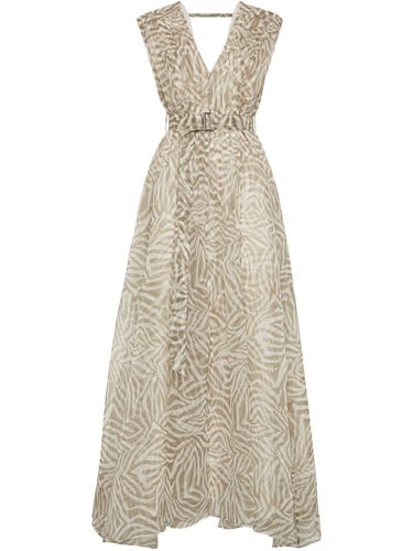 Ethnic Print Organza Silk Long Dress - Brunello Cucinelli - Modalova